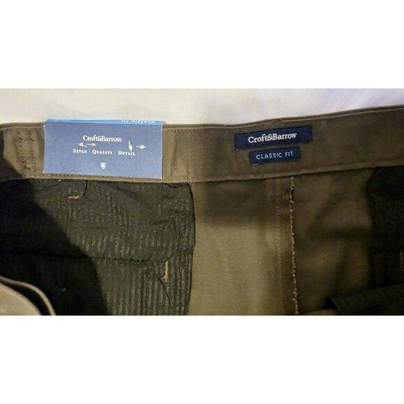 Croft & Barrow Pants Men 38x30 Brown Flat Front Professional Office Mistag As 44 - Picture 10 of 14